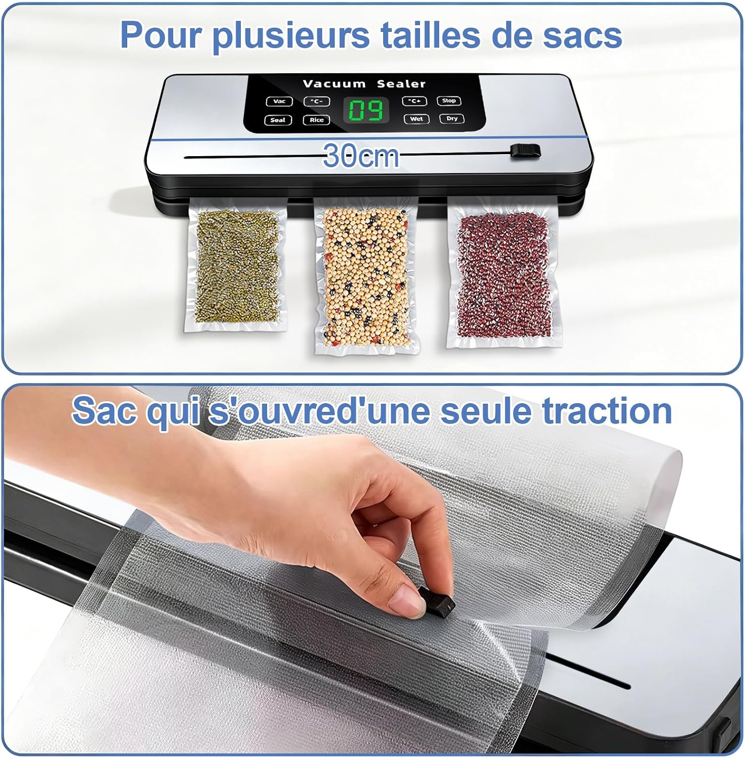 Machine sous vide automatique 65 kPa avec 20 sacs - 37% de remise