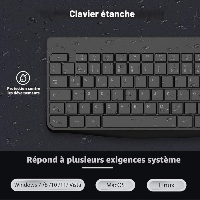 Ensemble clavier souris sans fil QWERTZ - Noir - 36% de remise
