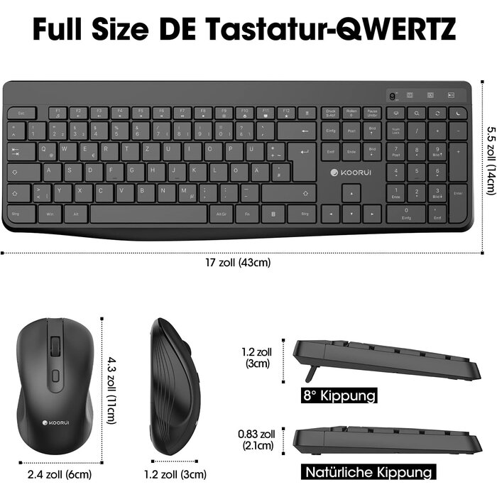 Ensemble clavier souris sans fil QWERTZ - Noir - 36% de remise