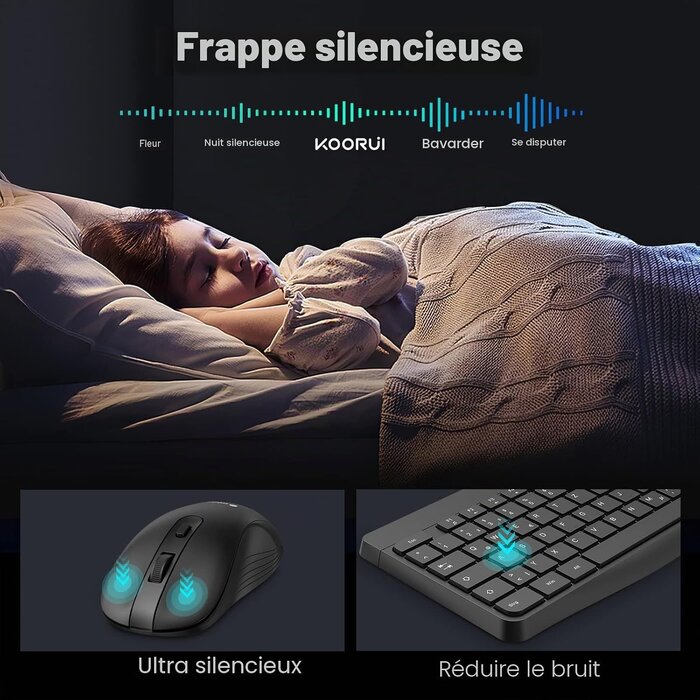Ensemble clavier souris sans fil QWERTZ - Noir - 36% de remise