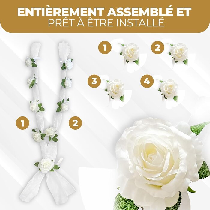 Guirlandes de fleurs pour mariage - 180 cm - Blanc - 38% de remise