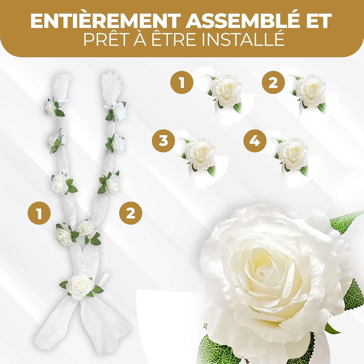 Guirlandes de fleurs pour mariage - 180 cm - Blanc - 38% de remise