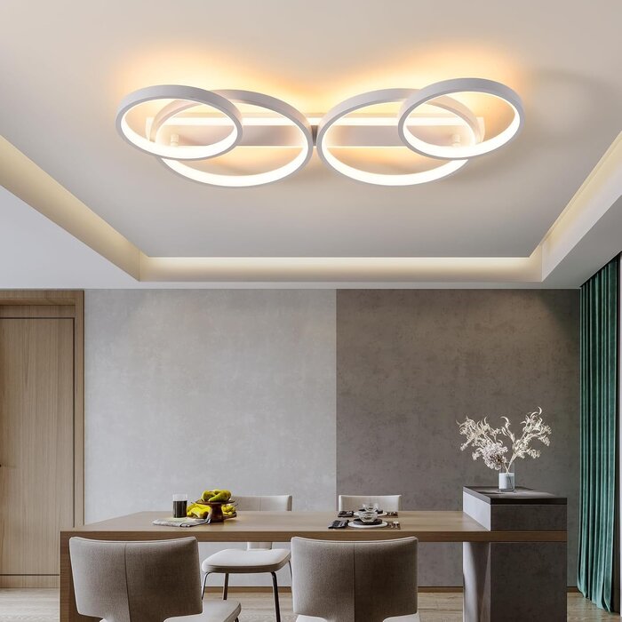 Plafonnier LED 4 anneaux 48W 86cm - 40% de remise - Blanc