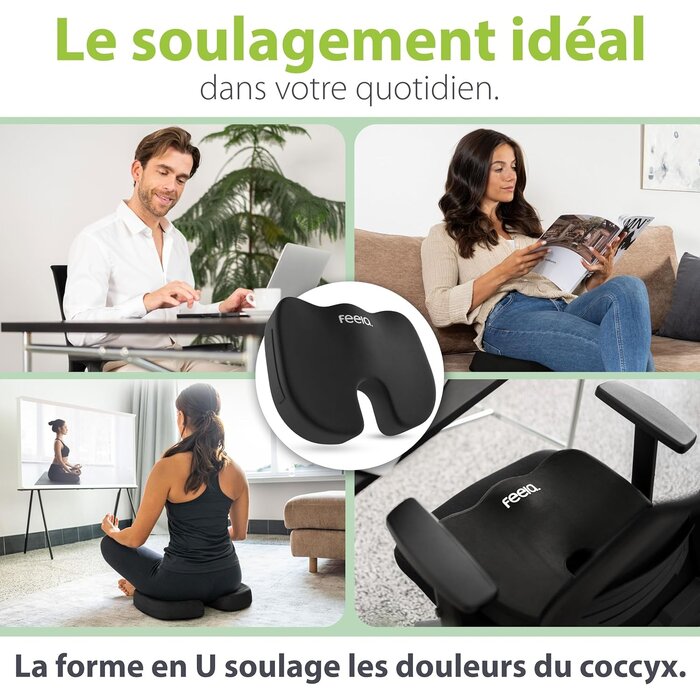 Coussin orthopédique ergonomique coccyx - Noir - 39% de remise