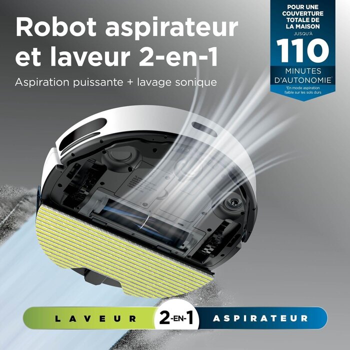 Robot aspirateur et laveur 2-en-1 LiDAR - 42% de remise