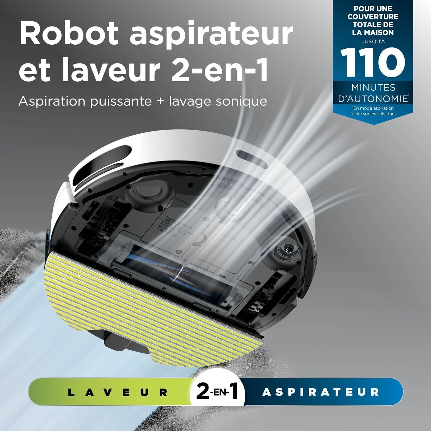 Robot aspirateur et laveur 2-en-1 LiDAR - 42% de remise
