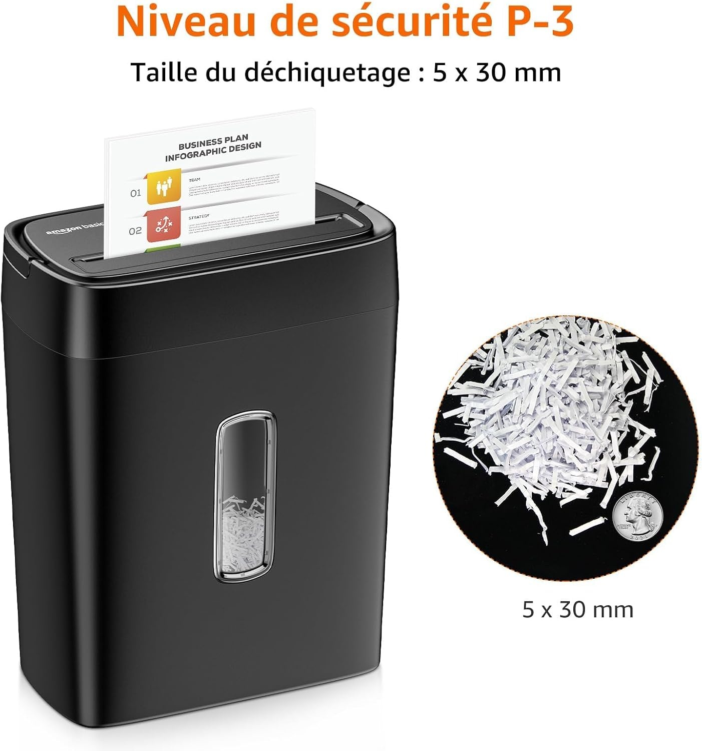 Amazon Basics Destructeur de documents coupe croisée 12 feuilles Noir M - 36% de remise