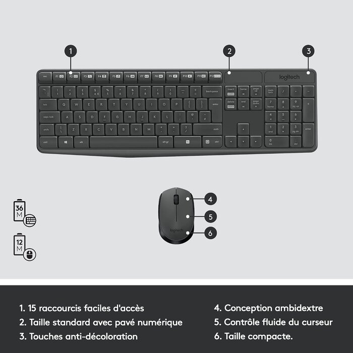 Logitech Ensemble clavier souris AZERTY Gris S - 37% de remise