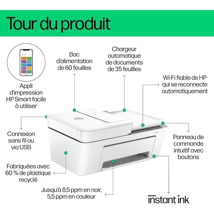 Hp Imprimante multifonction jet d'encre A4 sans fil - 34% de remise