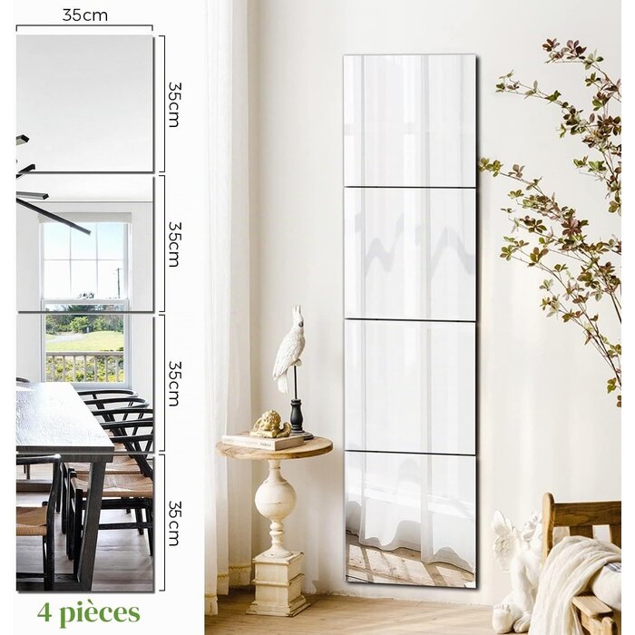 Lot de 4 dalles miroirs adhésives 35x35cm - Verre HD - 31% de remise