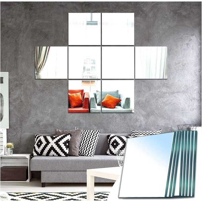 Lot de 4 dalles miroirs adhésives 35x35cm - Verre HD - 31% de remise