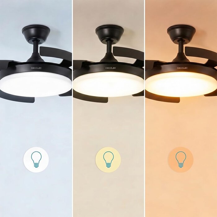 Cecotec Ventilateur de plafond 106 cm pales rétractables - Argent - 35% de remise