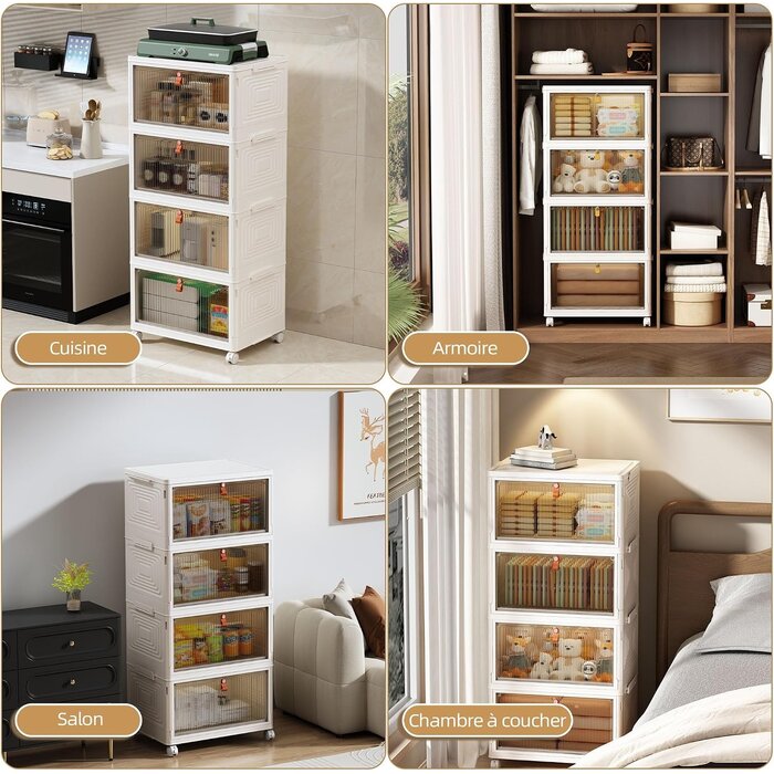 Lot de 4 boîtes de rangement empilables 47L - Gris clair - 31% de remise