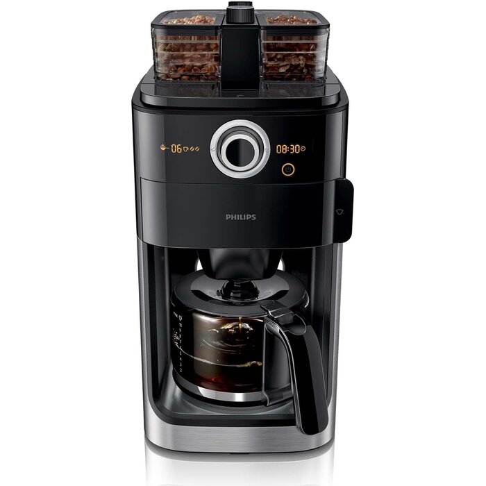 Philips Cafetière filtre avec broyeur à grains - 35% de remise - 1,25L Noir/Argent