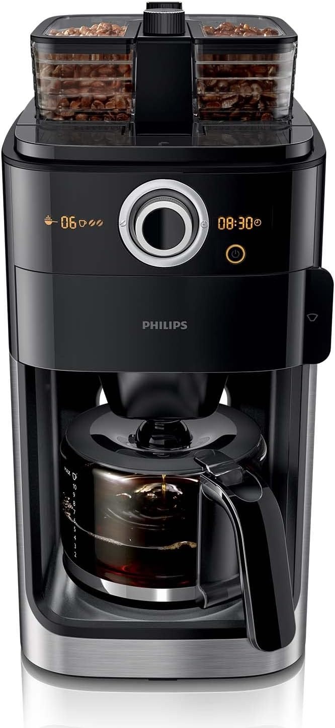 Philips Cafetière filtre avec broyeur à grains - 35% de remise - 1,25L Noir/Argent