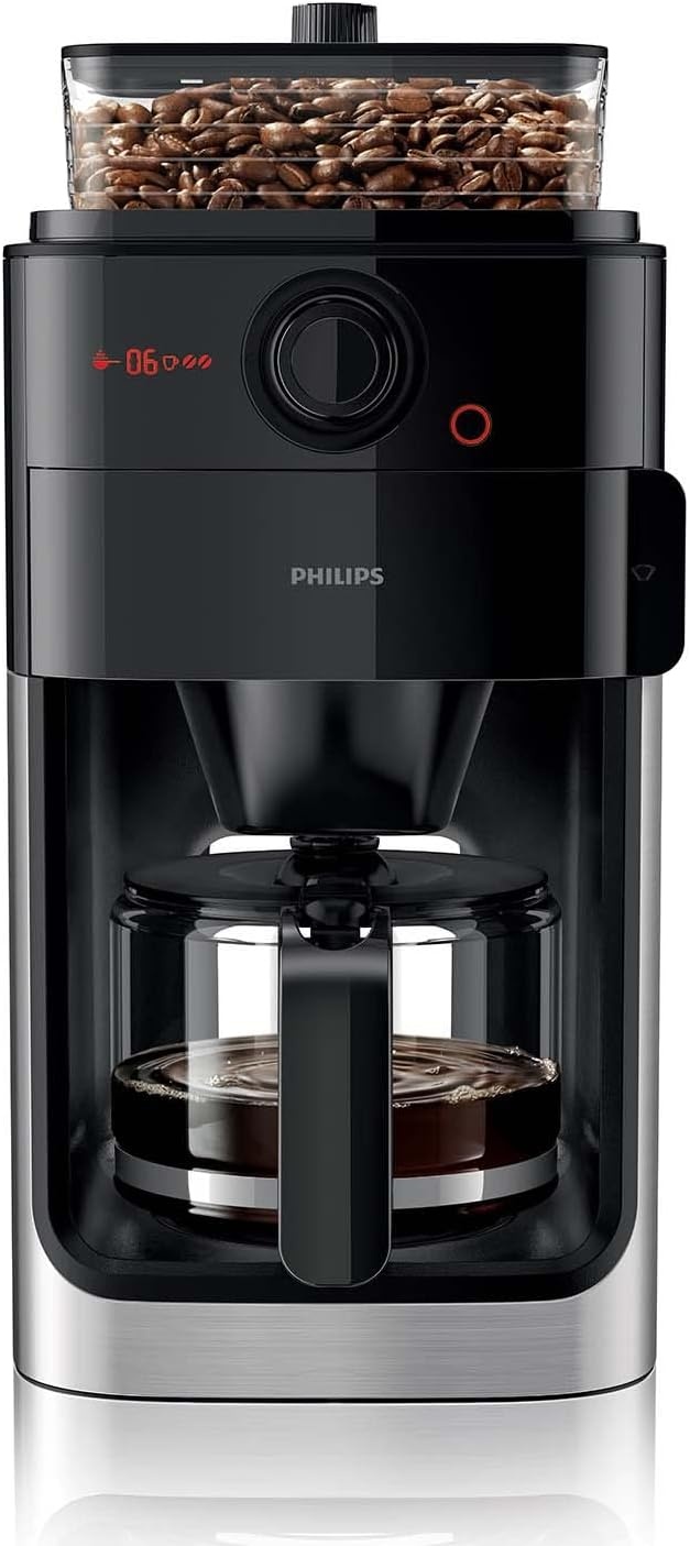 Philips Cafetière filtre avec broyeur à grains - 35% de remise - 1,25L Noir/Argent