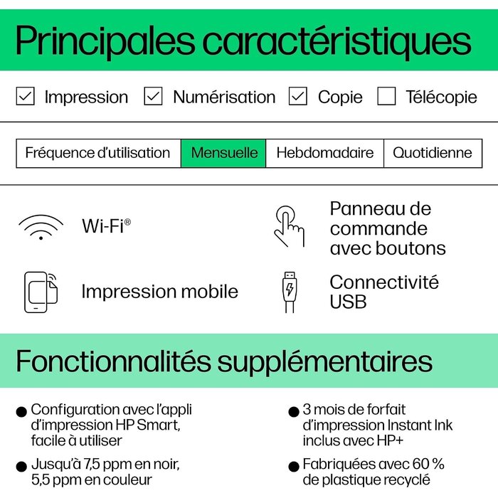 Hp Imprimante multifonction A4 Wi-Fi - Blanc et argent - 34% de remise