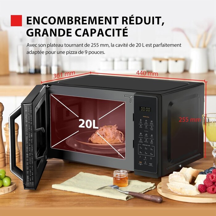 Micro-ondes numérique 20L 800W Noir Miroir - 34% de remise