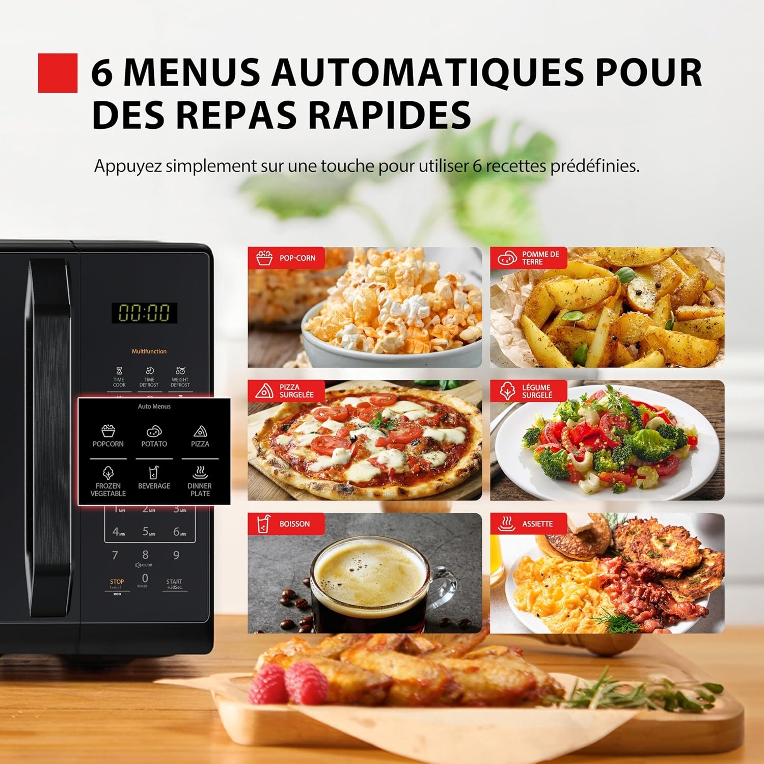 Micro-ondes numérique 20L 800W Noir Miroir - 34% de remise