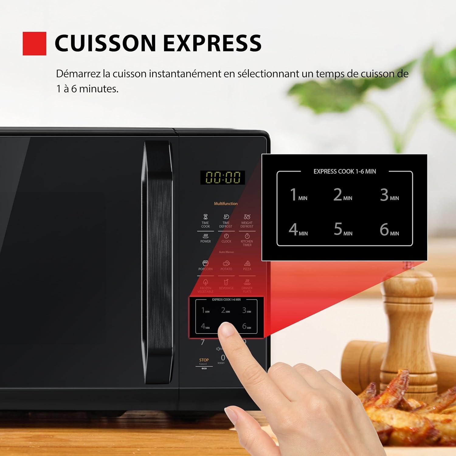 Micro-ondes numérique 20L 800W Noir Miroir - 34% de remise