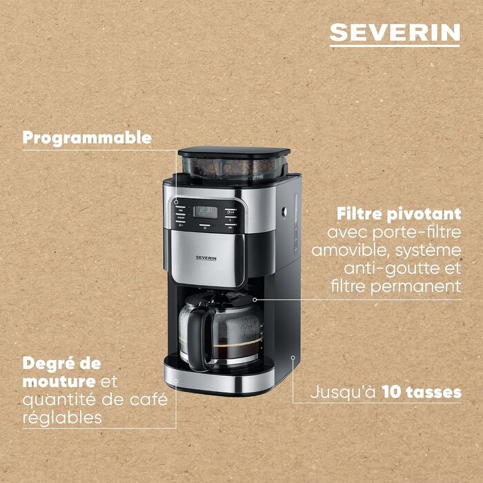Cafetière avec moulin à grains 10 tasses - 35% de remise