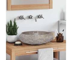Vidaxl Vasque à poser en marbre gris Ø40x12 cm - 35% de remise