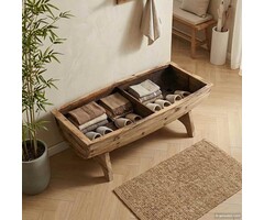 Vidaxl Banc de rangement tonneau bois massif et tissu - 38% de remise