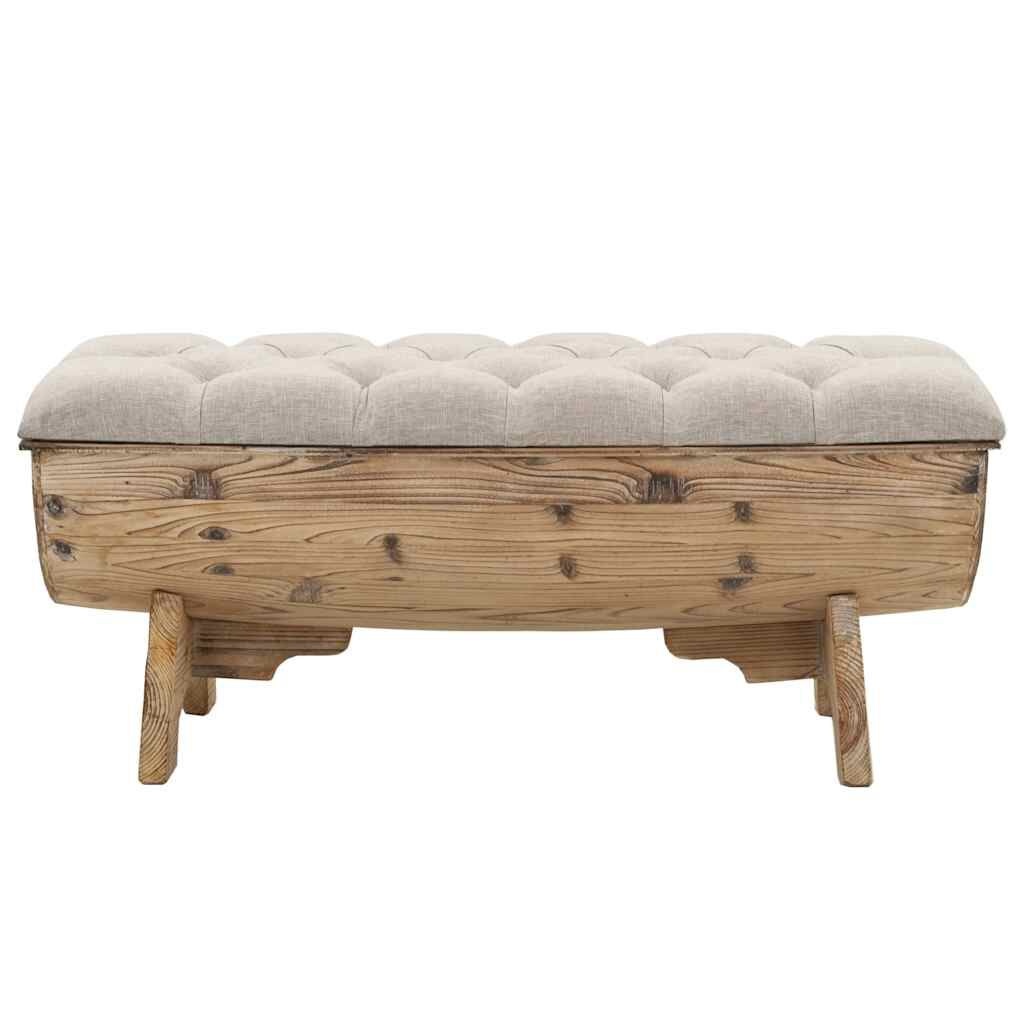 Vidaxl Banc de rangement tonneau bois massif et tissu - 38% de remise