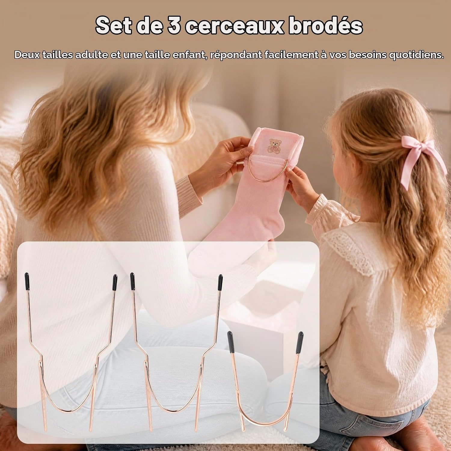 Lot de 3 cadres de broderie pour chaussettes et manches - 30% de remise