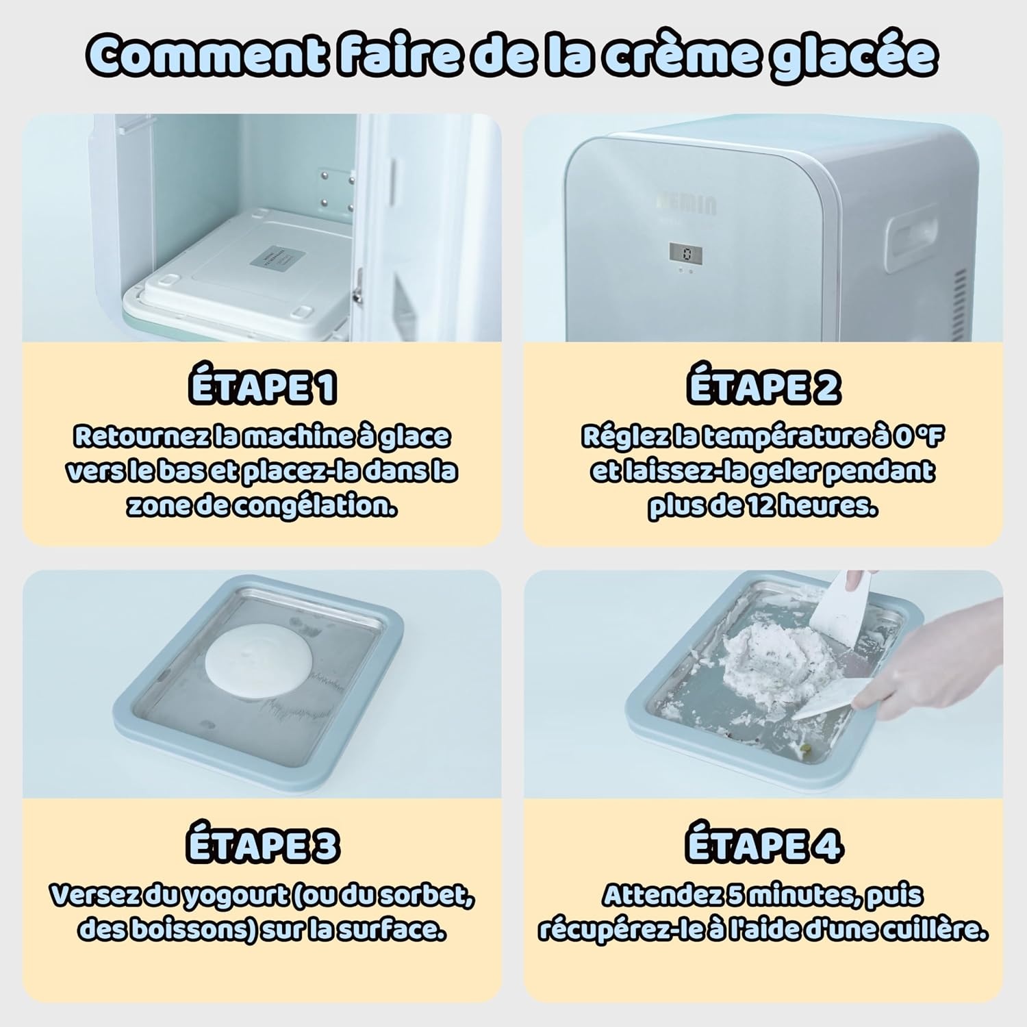 Machine à glace roulée manuelle - Bleu - 29% de remise