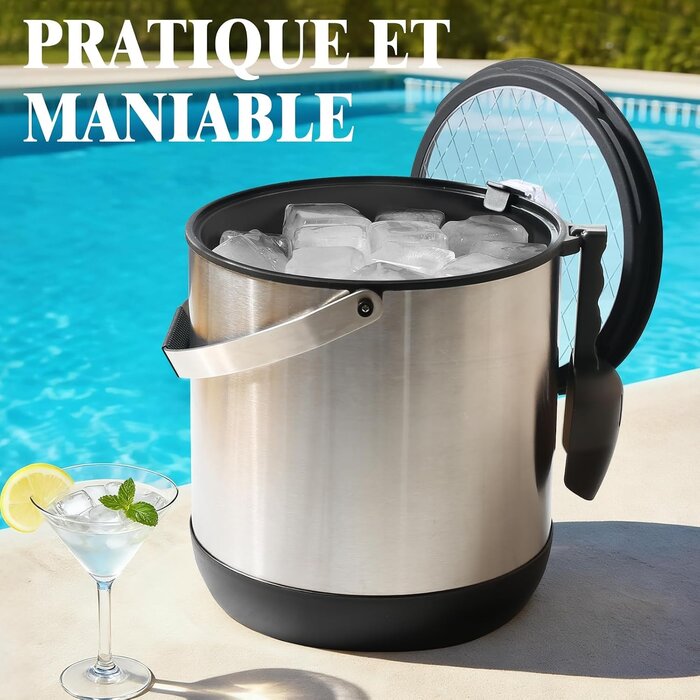 Seau à glace inox 6,8 L avec pelle - 33% de remise