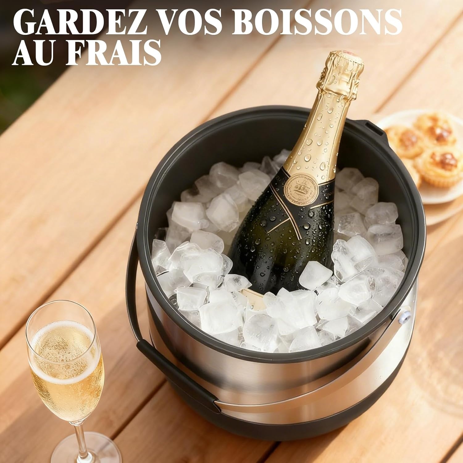Seau à glace inox 6,8 L avec pelle - 33% de remise