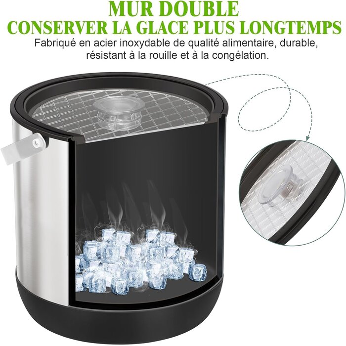 Seau à glace inox 6,8 L avec pelle - 33% de remise