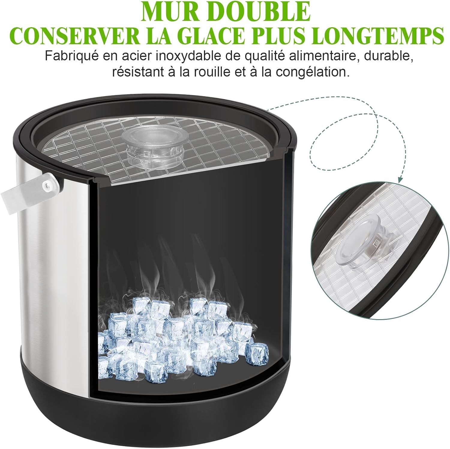 Seau à glace inox 6,8 L avec pelle - 33% de remise