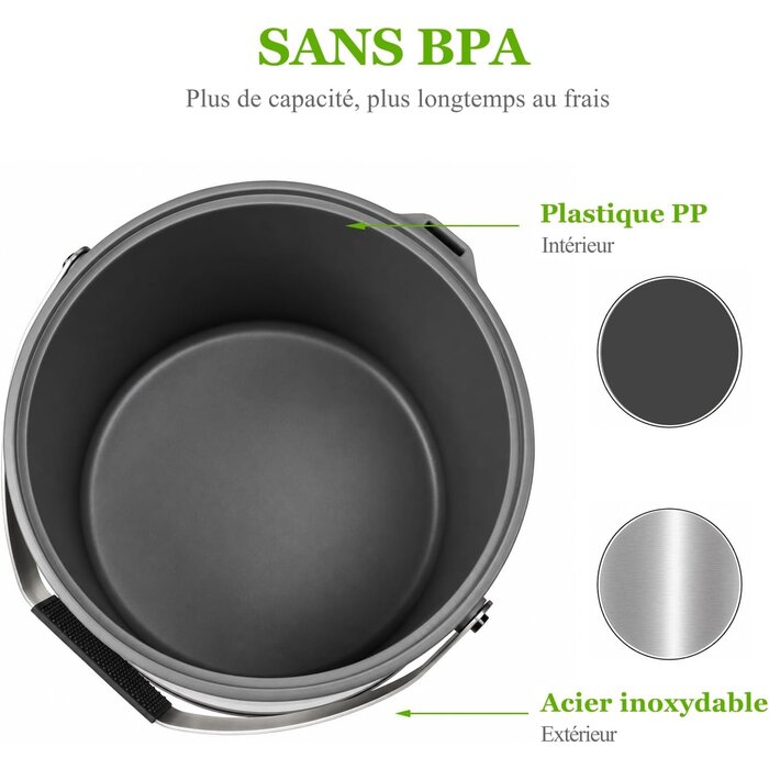 Seau à glace inox 6,8 L avec pelle - 33% de remise