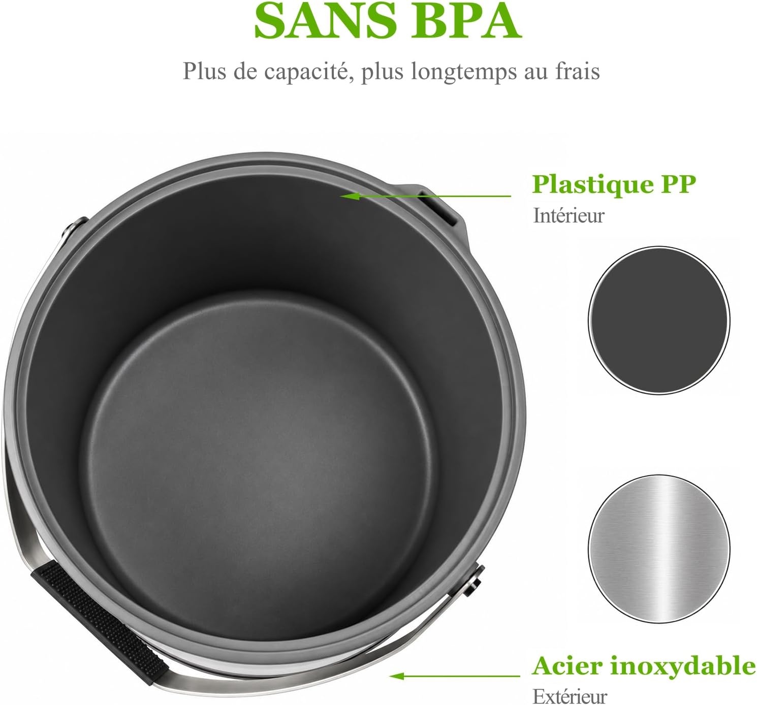 Seau à glace inox 6,8 L avec pelle - 33% de remise