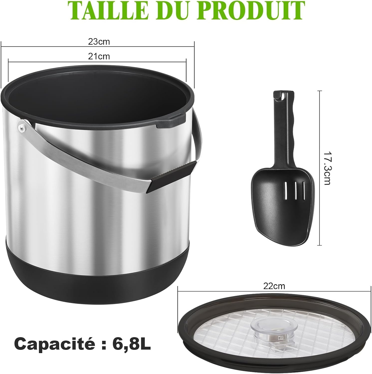 Seau à glace inox 6,8 L avec pelle - 33% de remise