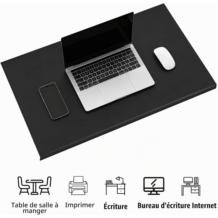 Sous-main de bureau noir 90 x 48 cm - 34% de remise