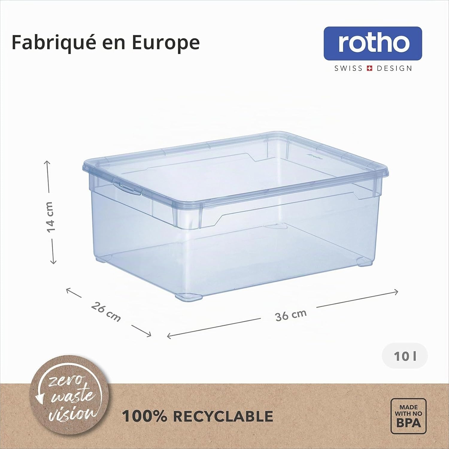 Lot de 6 boîtes de rangement 10L - Transparent bleu - 26% de remise