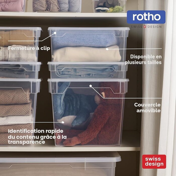 Lot de 6 boîtes de rangement 10L - Transparent bleu - 26% de remise