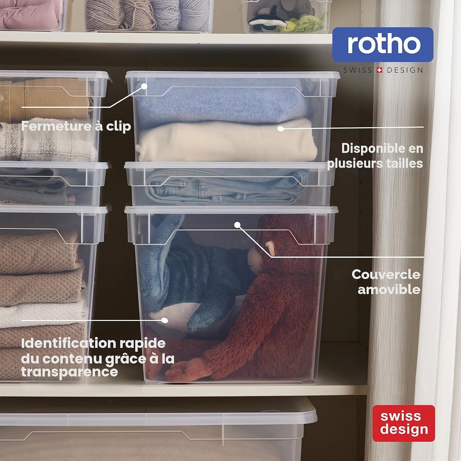 Lot de 6 boîtes de rangement 10L - Transparent bleu - 26% de remise