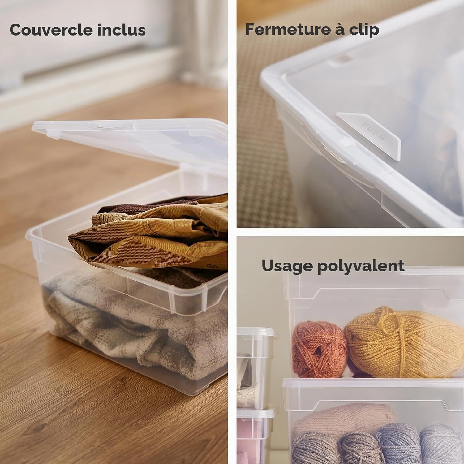 Lot de 6 boîtes de rangement 10L - Transparent bleu - 26% de remise