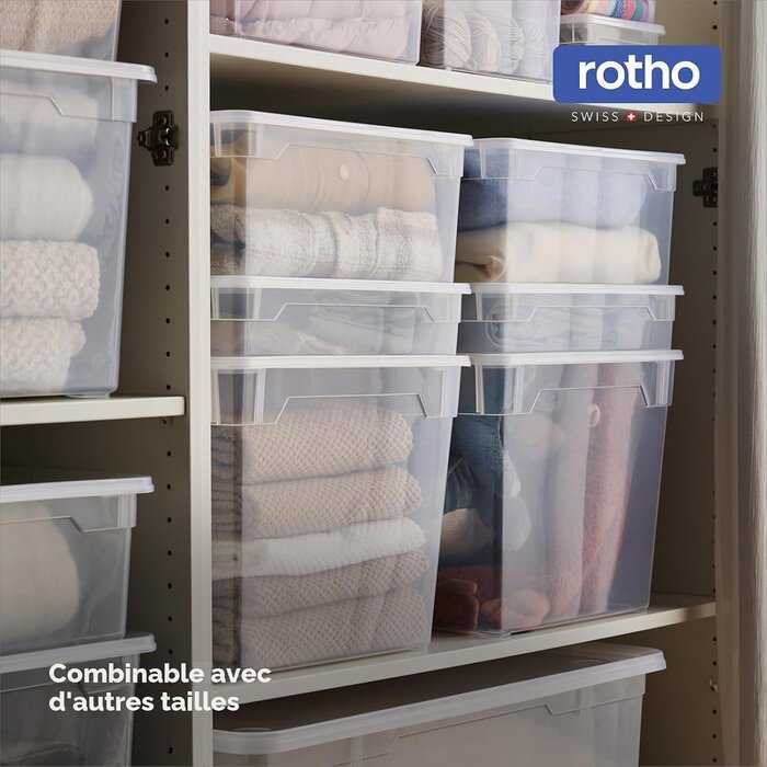 Lot de 6 boîtes de rangement 10L - Transparent bleu - 26% de remise