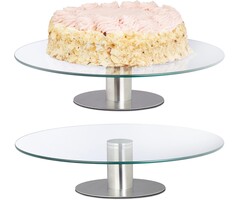 Lot de 2 présentoirs à gâteaux rotatifs 30 cm - Verre et Inox - 30% de remise
