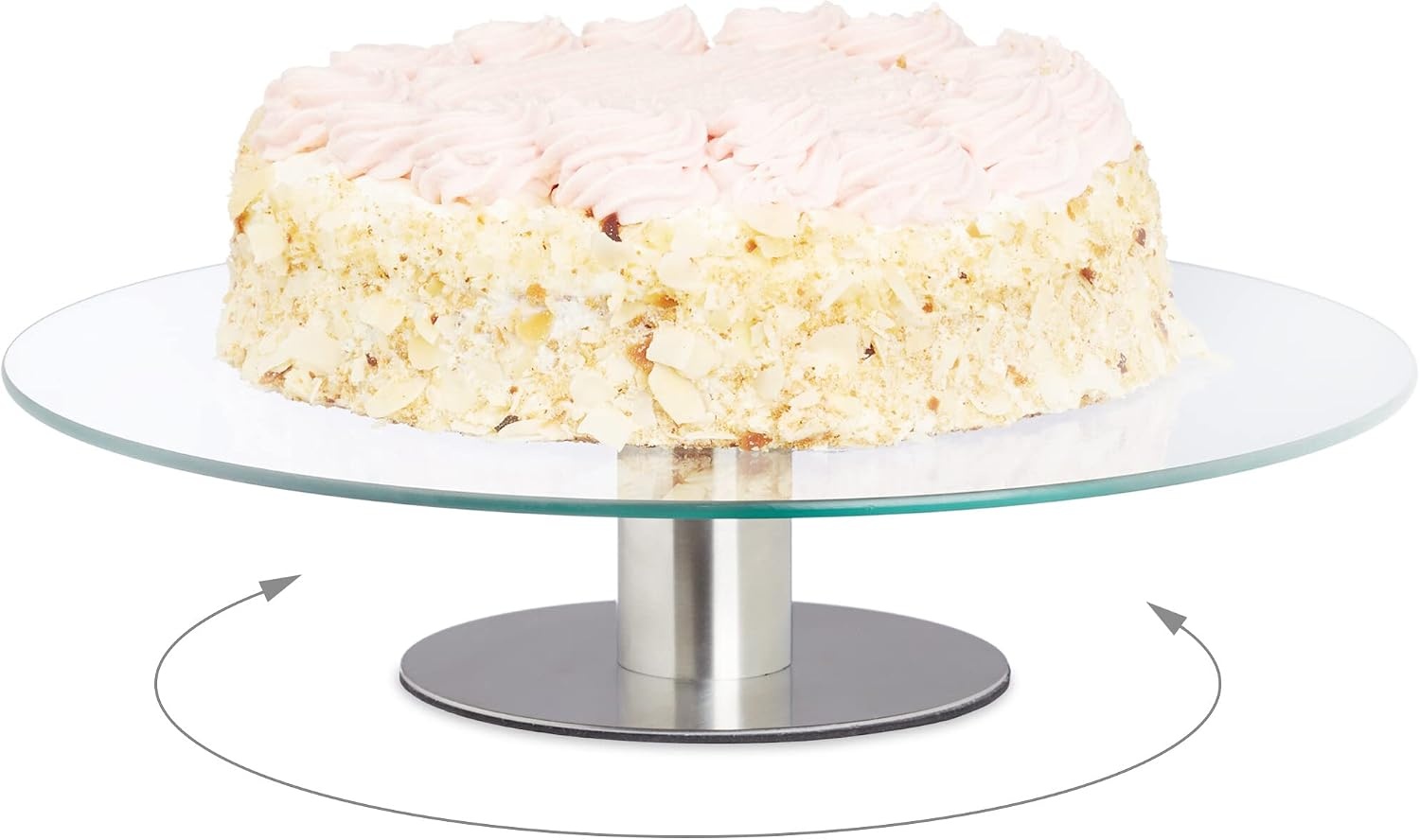 Lot de 2 présentoirs à gâteaux rotatifs 30 cm - Verre et Inox - 30% de remise