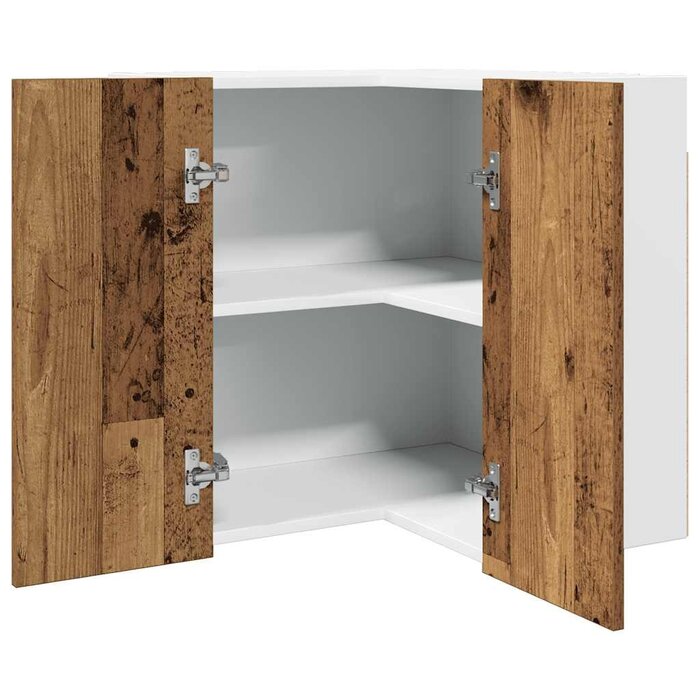 Vidaxl Meuble d'angle suspendu Lyon 57x57x60 cm - Vieux bois - 34% de remise