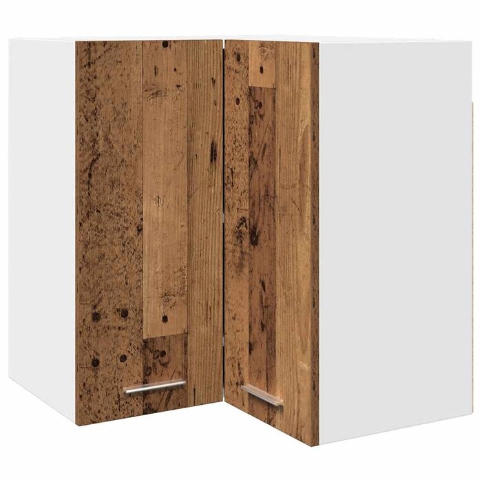 Vidaxl Meuble d'angle suspendu Lyon 57x57x60 cm - Vieux bois - 34% de remise