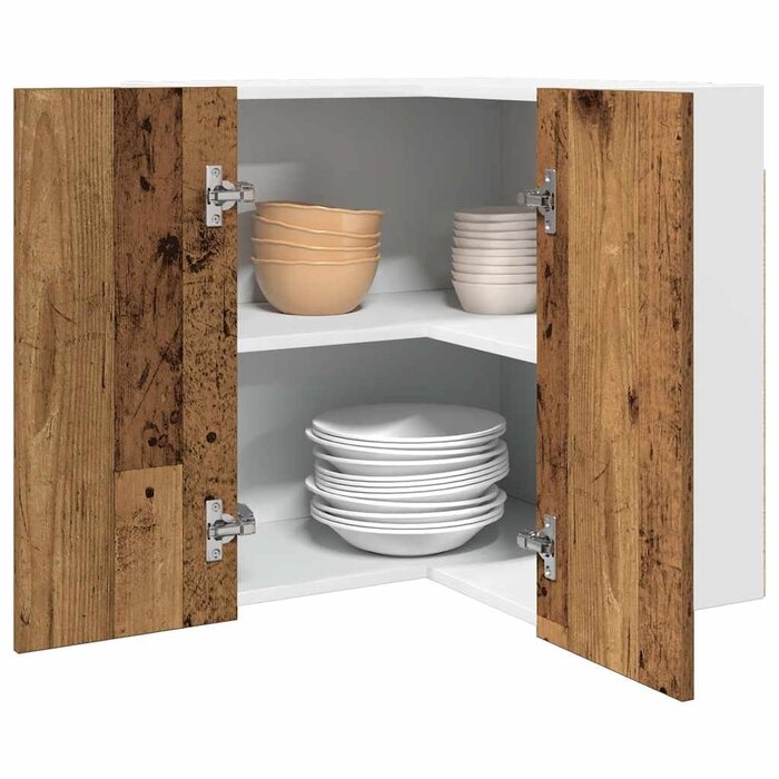 Vidaxl Meuble d'angle suspendu Lyon 57x57x60 cm - Vieux bois - 34% de remise