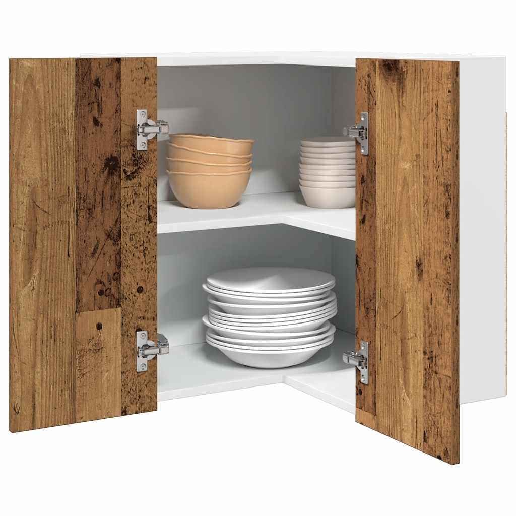 Vidaxl Meuble d'angle suspendu Lyon 57x57x60 cm - Vieux bois - 34% de remise