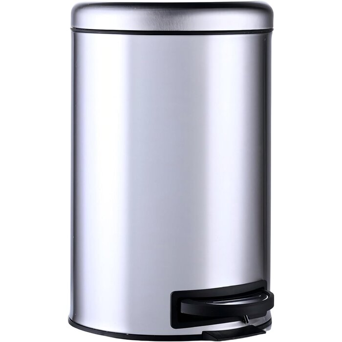 Poubelle à pédale 12L acier gris - 31% de remise